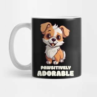 Pawsitively Adorable" T-Shirt - Cute Cartoon Puppy Design Mug